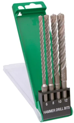 HiKOKI 783390 SDS-Plus 4 Delige Hamerboren set in cassette - 6 / 8 /10 / 12mm