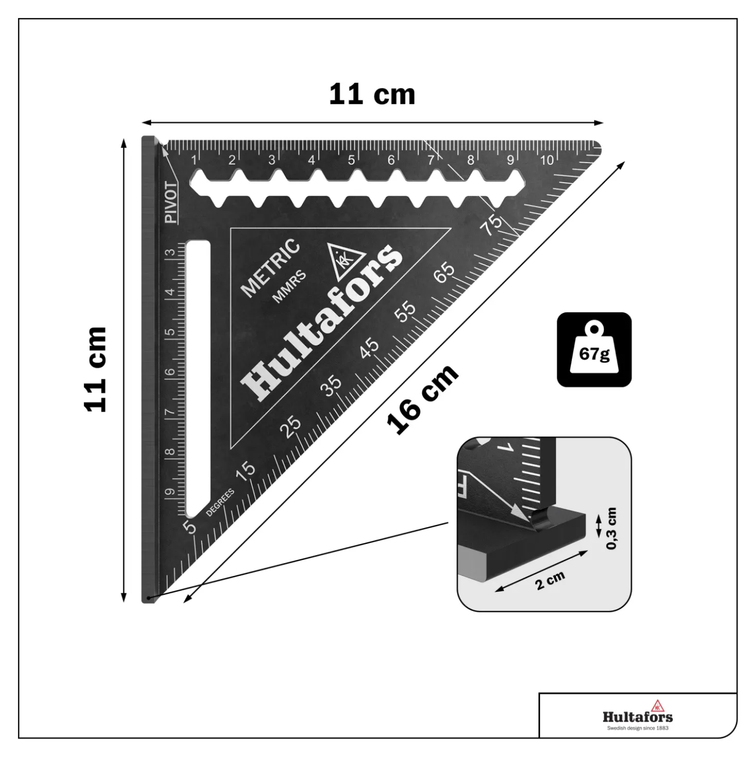 Hultafors MRS Metric Rafter Square Meetdriehoek - 11 cm