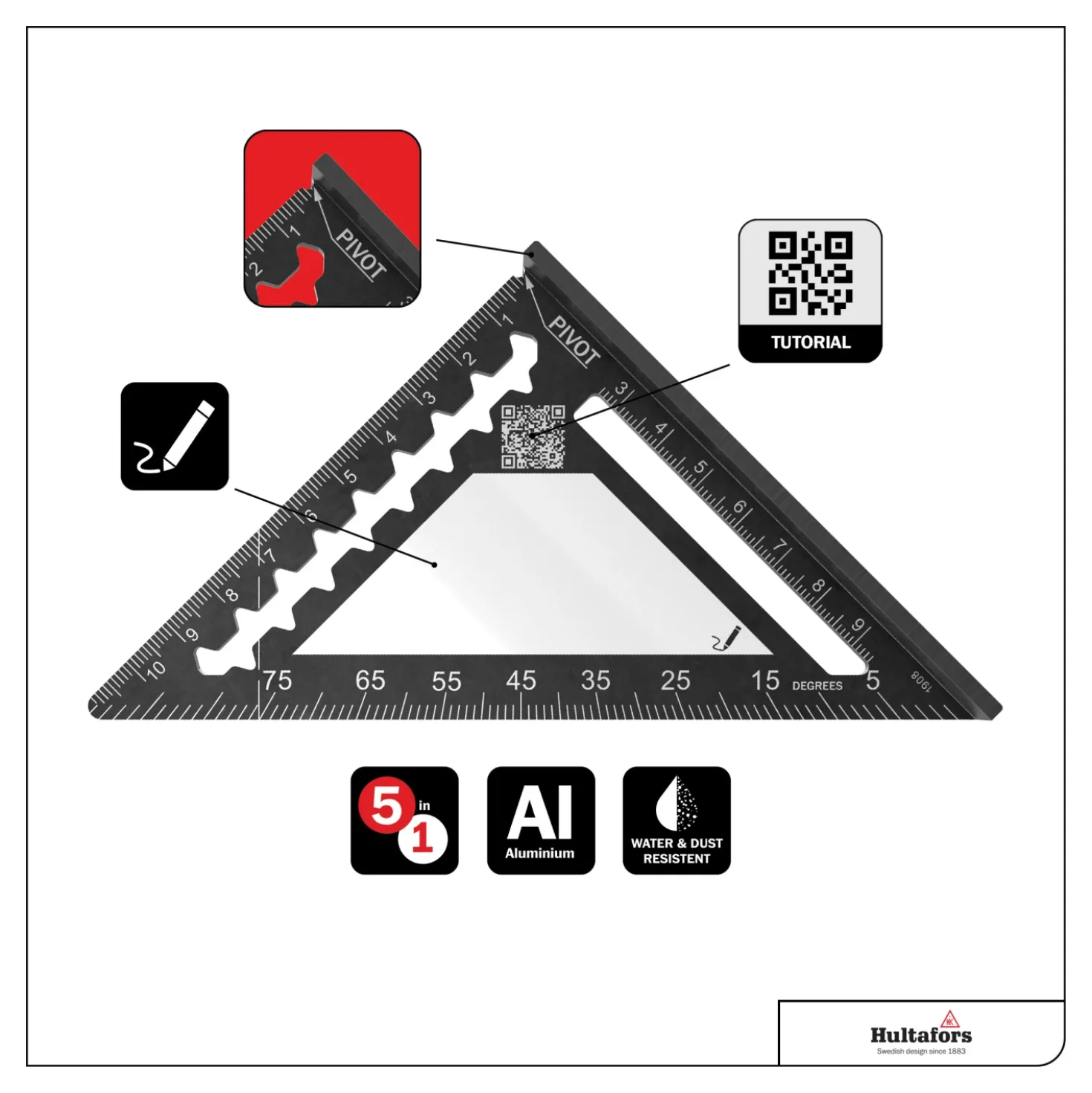 Hultafors MRS Metric Rafter Square Meetdriehoek - 11 cm