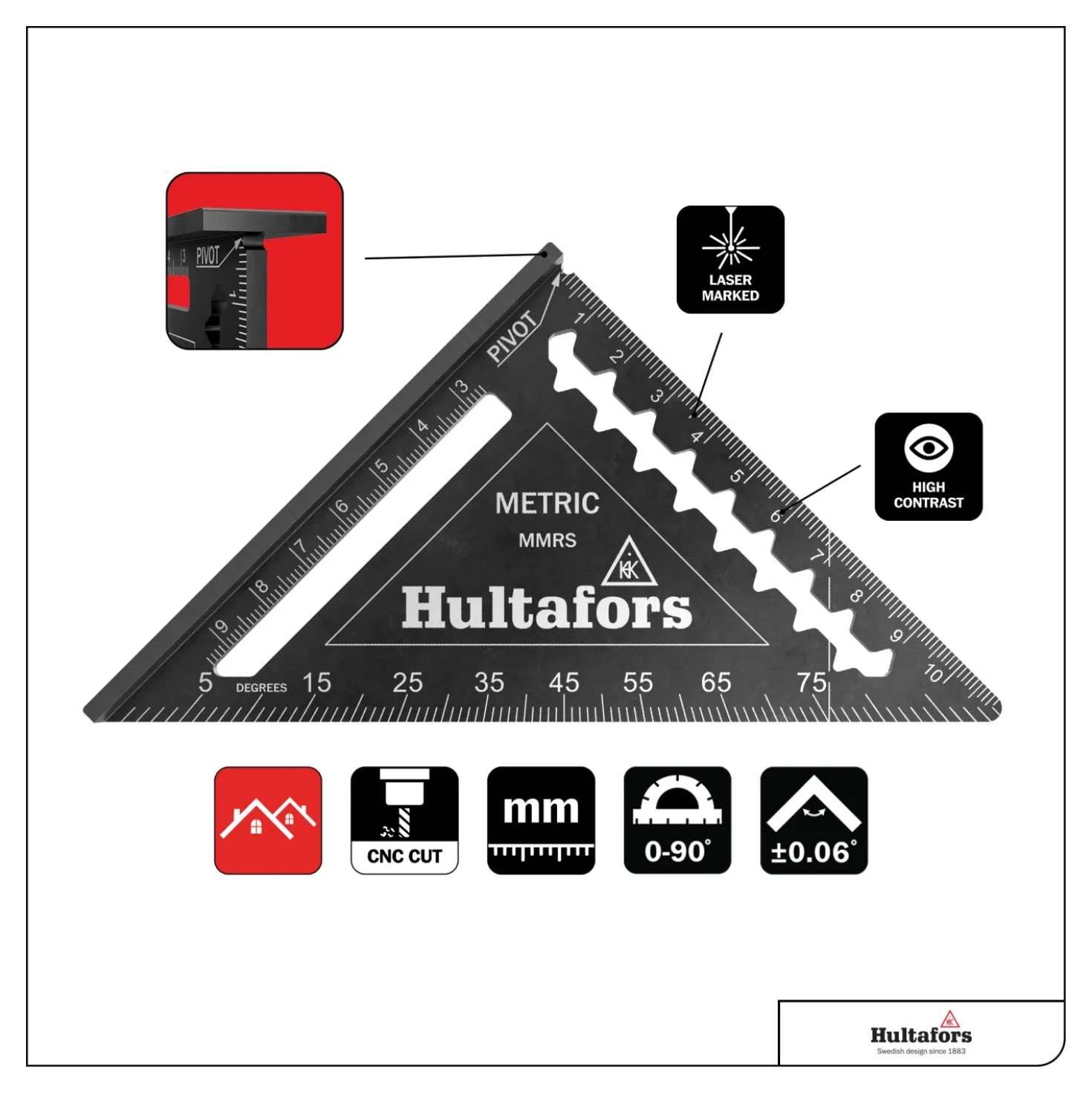 Hultafors MRS Metric Rafter Square Meetdriehoek - 11 cm
