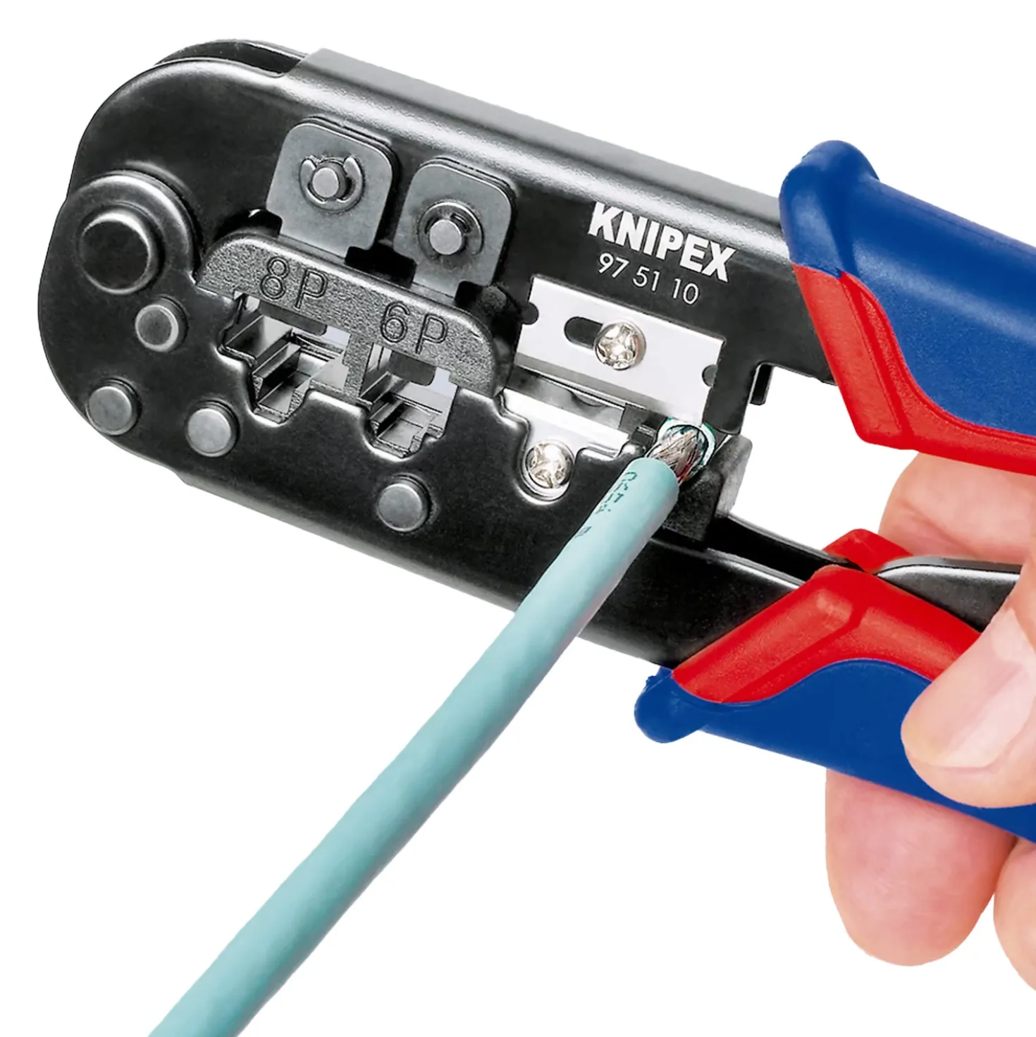 Knipex 975110 - Krimptang RJ11/12 (6pin 9.65mm) - RJ45 (8pin 11.68mm)