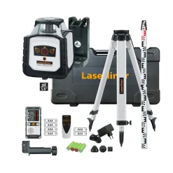 Laserliner Cubus 210 S Roterende laser set incl. statief, ontvanger en meetlat in koffer - Rood - 200 m - IP66