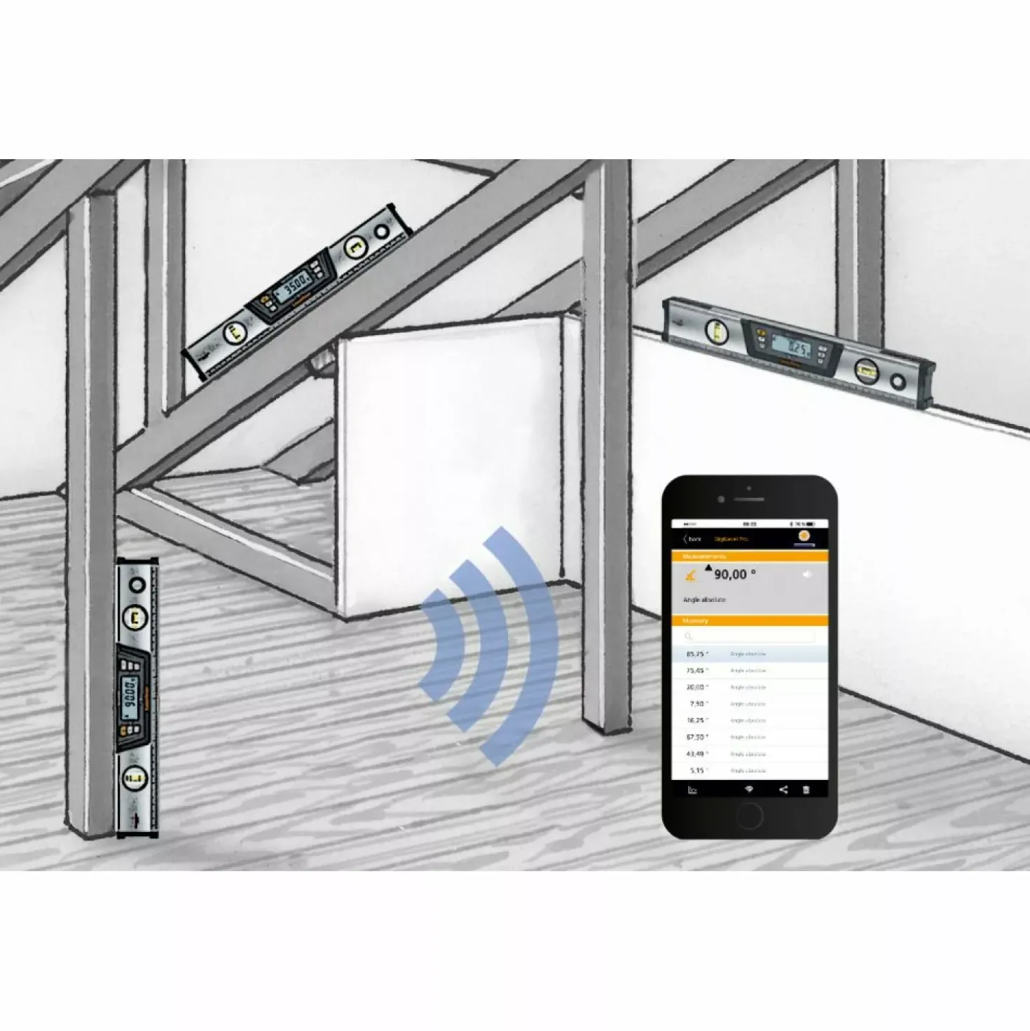 Laserliner DigiLevel Pro 60 Digitale waterpas - magnetisch - Bluetooth - 600mm