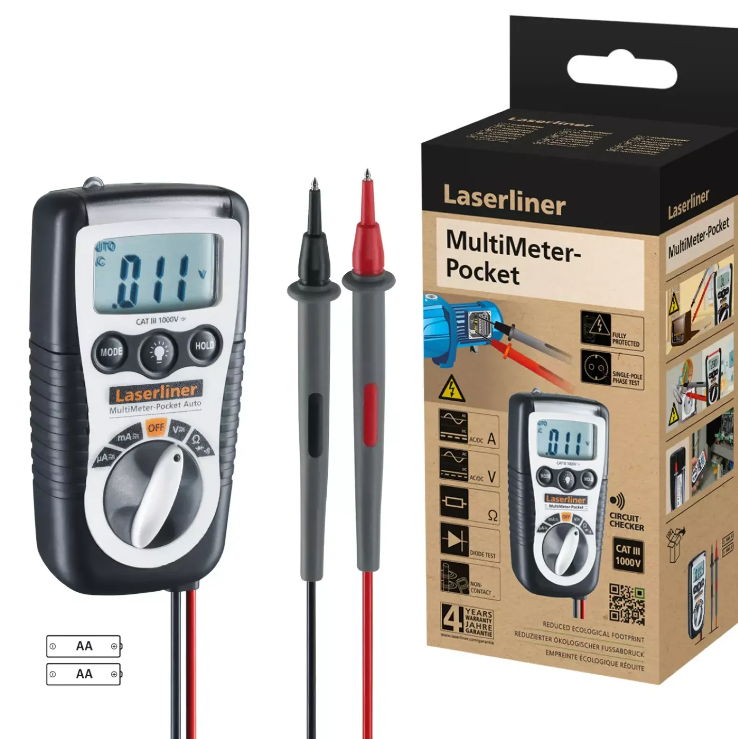 Laserliner MultiMeter Pocket Digitale multimeter - 600V AC/DC & 200mA