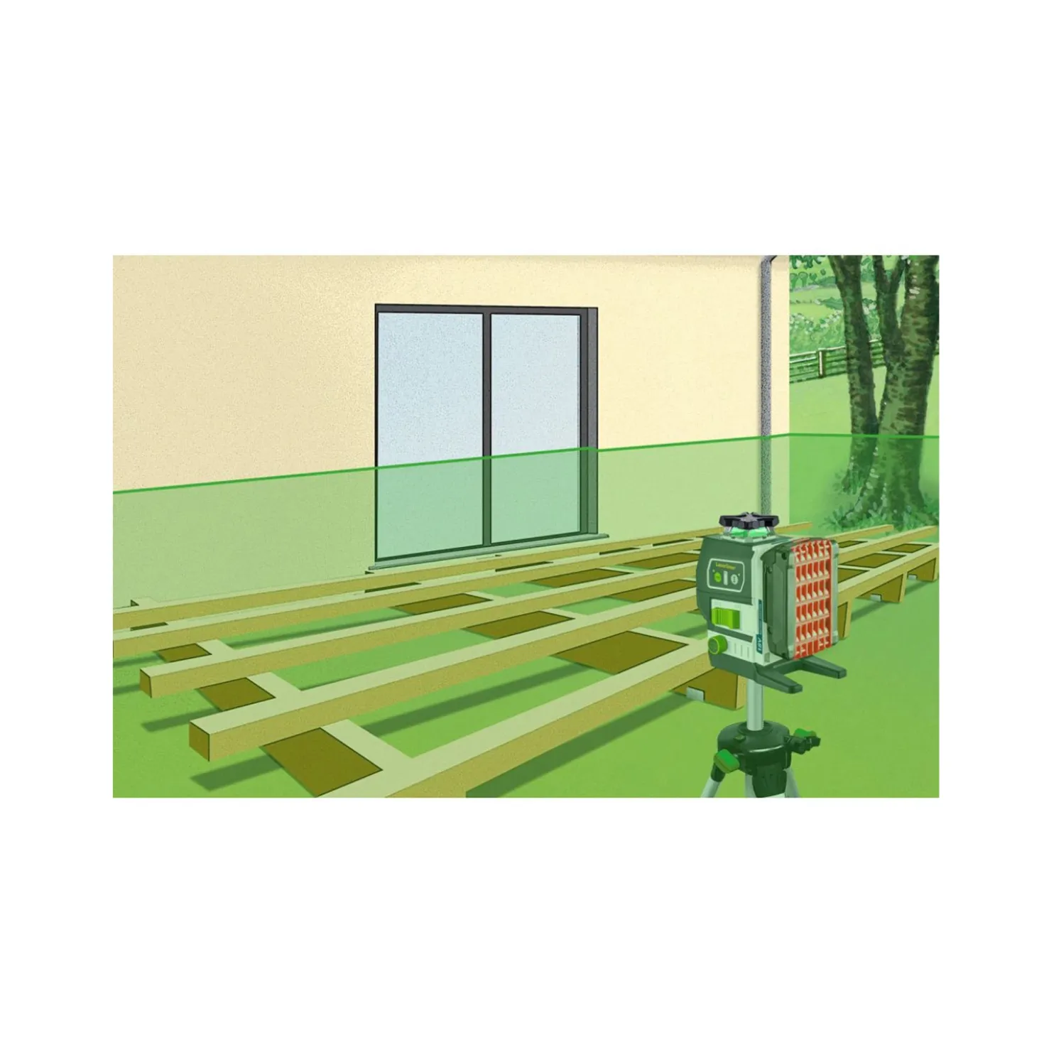Laserliner PowerLine-Laser G360P Multi-18V Kruislijnlaser in L-Boxx - 2 lijnen - groen - 60m