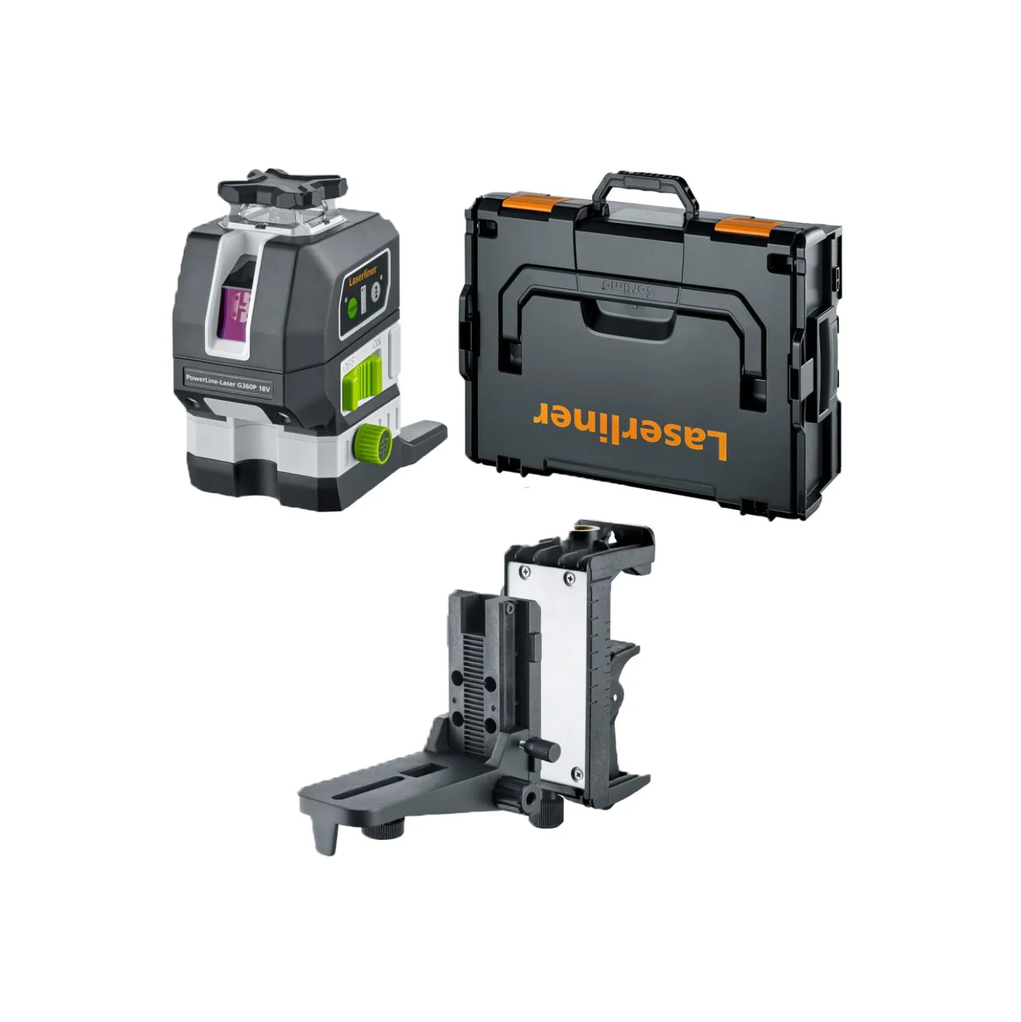 Laserliner PowerLine-Laser G360P Multi-18V Kruislijnlaser in L-Boxx - 2 lijnen - groen - 60m