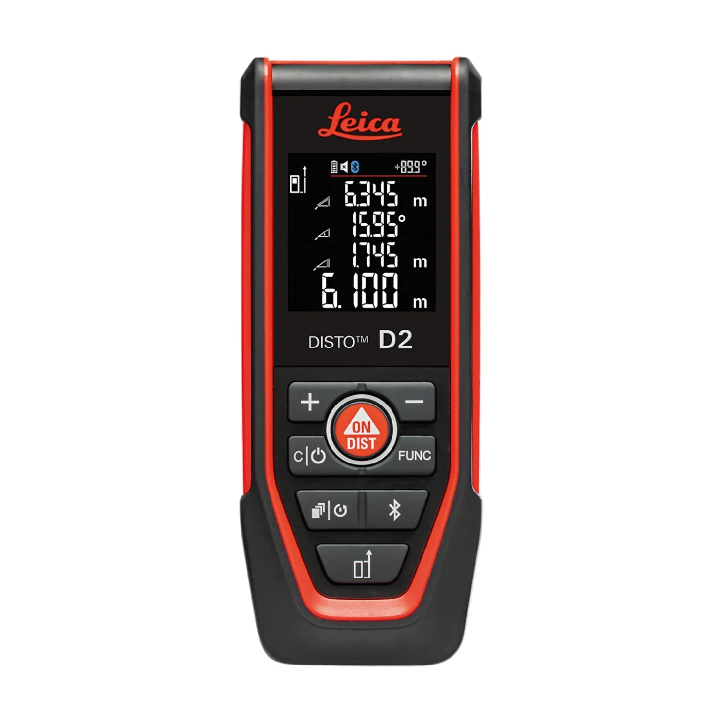Leica D2-2 Afstandsmeter in tas - Bluetooth / NFC - rood - 150m - IP54