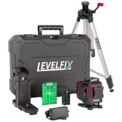 Levelfix CCL284G 4D Kruislijnlaser 360° Set incl. statief in koffer - groen - 30m - 16 Lijnen - Bluetooth - IP54