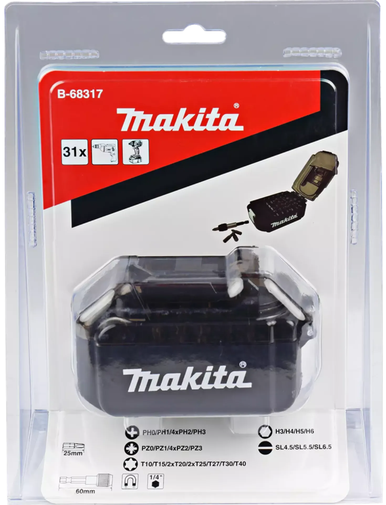 Makita B-68317 31-delige schroef-/bitset