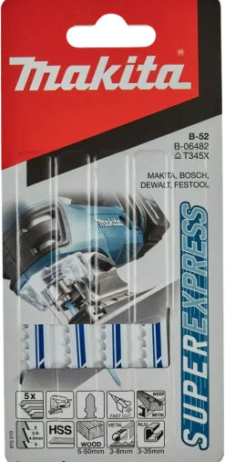 Makita B-06482 HSS Decoupeerzaagblad B52 - Hout met spijkers / Aluminium / Kunststof (5st)