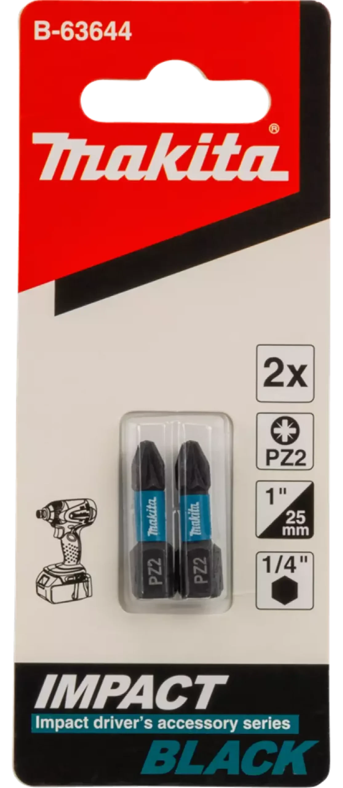Makita B-63644 Slagschroefbit PZ2x25mm (2st)