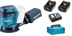 Makita DBO180RMJ 18V Li-Ion Accu excentrische schuurmachine set (2x 4.0Ah accu) in Mbox - 125mm