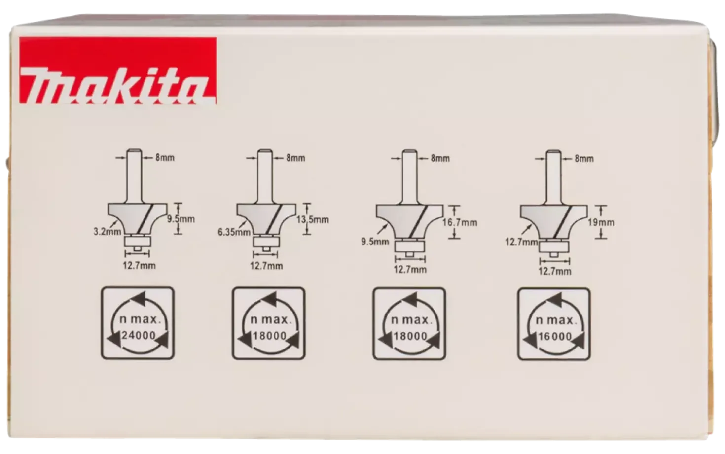 Makita D-53534 Freesset afrondfrees 8mm 4-delig