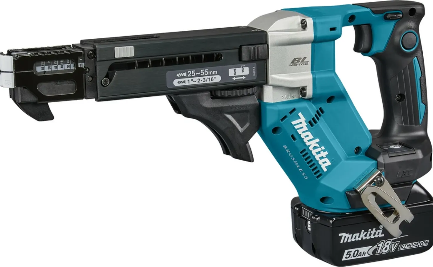 Makita DFR551RTJ 18V Li-Ion accu schroefautomaat set (2x 5,0Ah) in Mbox - 25-55mm
