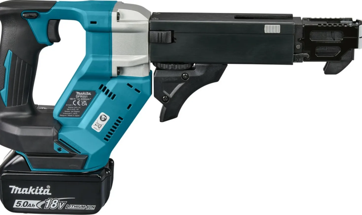 Makita DFR551RTJ 18V Li-Ion accu schroefautomaat set (2x 5,0Ah) in Mbox - 25-55mm