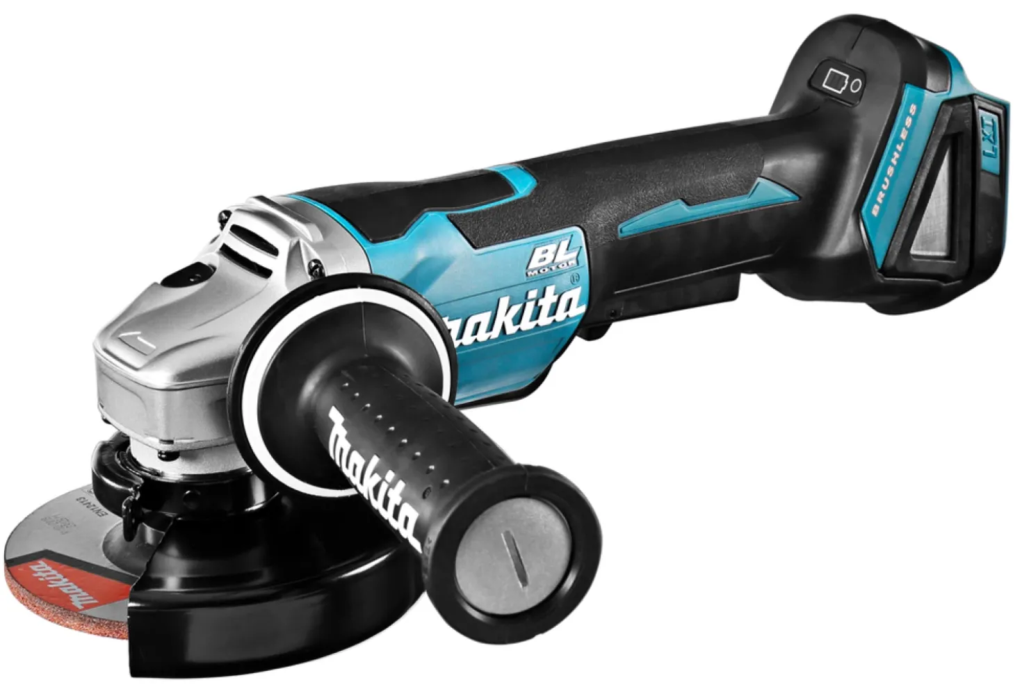 Makita DGA508RTJ 18V Li-Ion Accu haakse slijper set (2x 5.0Ah accu) in Mbox - 125mm - koolborstelloos - softstart