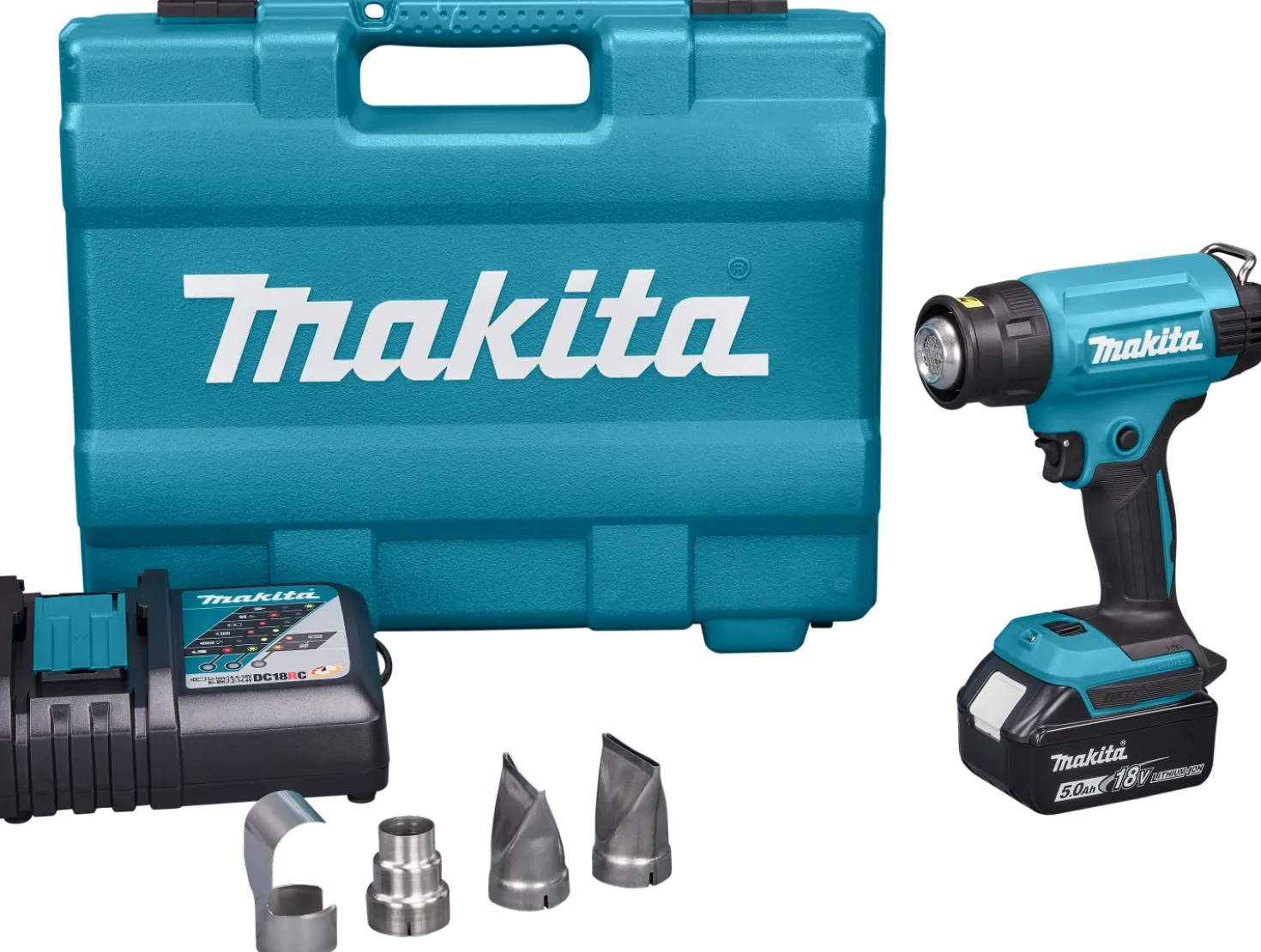 Makita DHG181RT 18V Li-Ion accu heteluchtpistool set (1x 5,0Ah) in koffer - 550°C - 200l/min