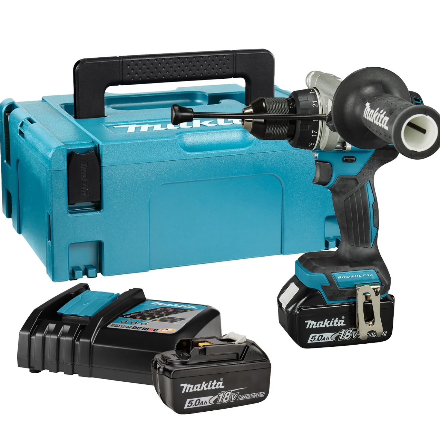 Makita DHP492RTJ 18V Li-ion accu klopboor-/schroefmachine set (2x 5.0Ah) in Mbox- 130Nm - koolborstelloos