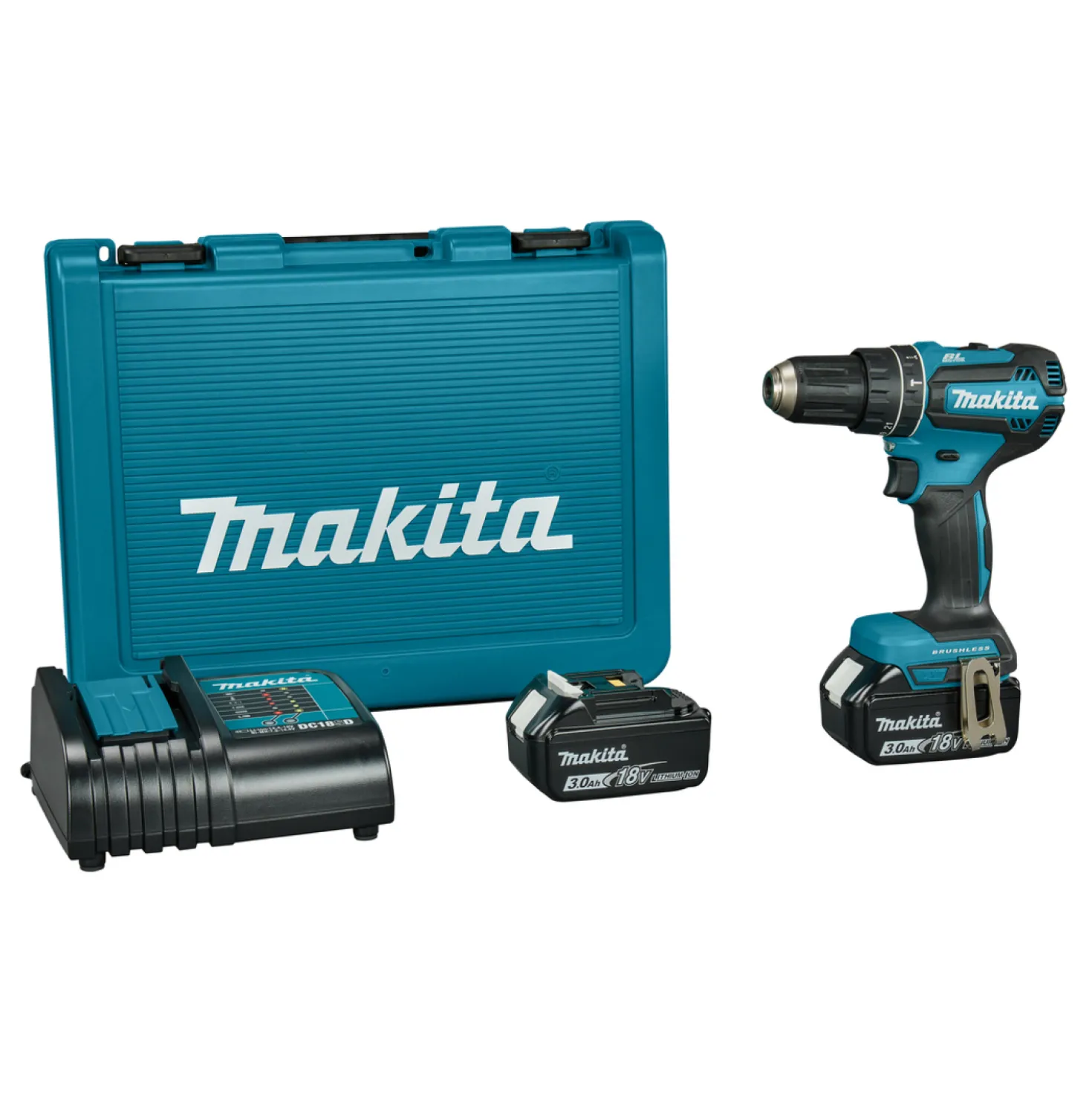 Makita DHP485SFE 18V Li-Ion accu klopboor- /schroefmachine set (2x 3.0Ah accu) in koffer - koolborstelloos