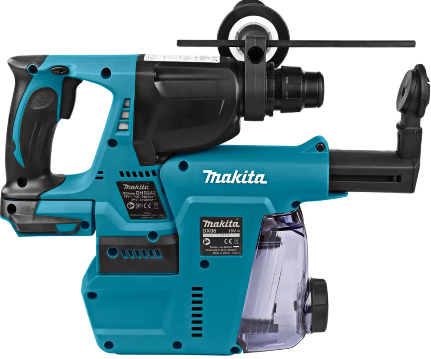 Makita DHR242ZJW LXT 18V Li-Ion SDS-Plus accu combihamer body met stofafzuiging in Mbox - 2J - koolborstelloos