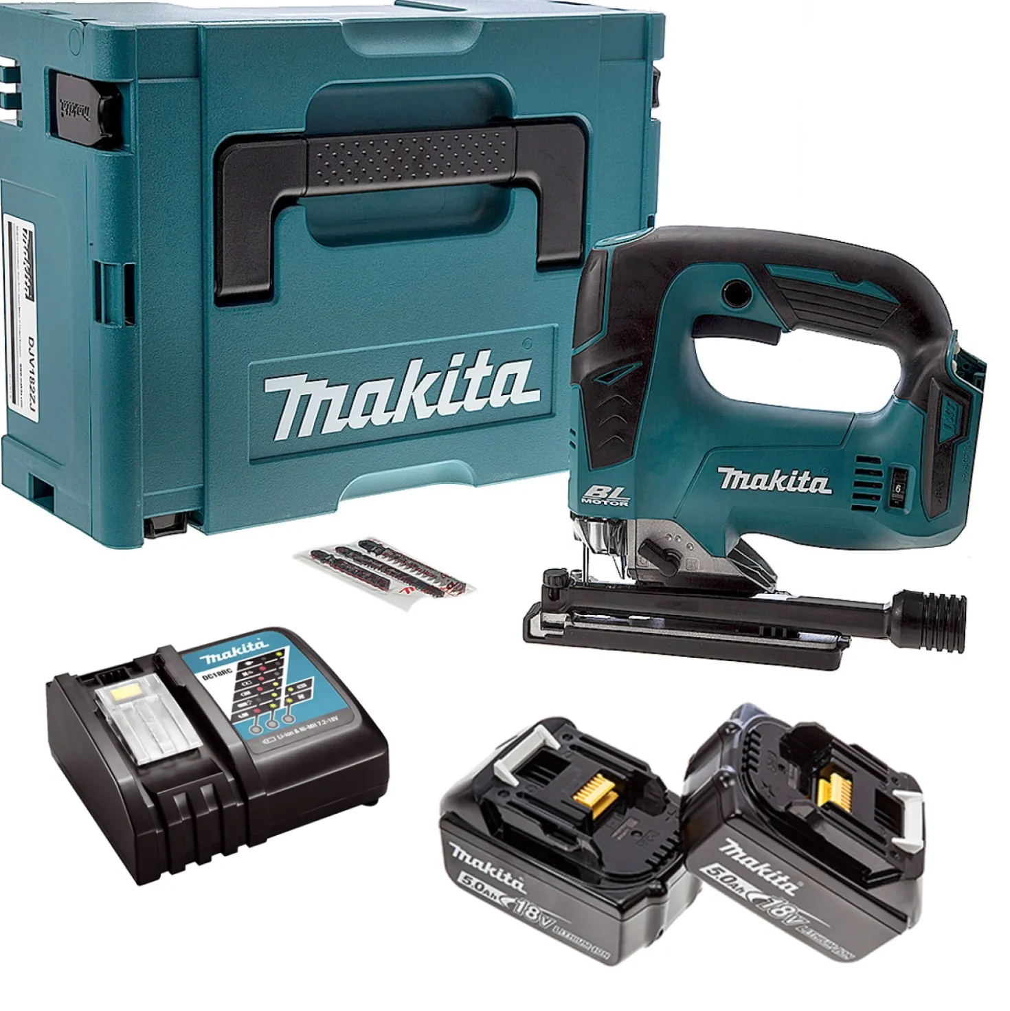 Makita DJV182RTJ 18V Li-Ion Accu decoupeerzaag set (2x 5.0Ah accu) in Mbox - D-greep - variabel - koolborstelloos