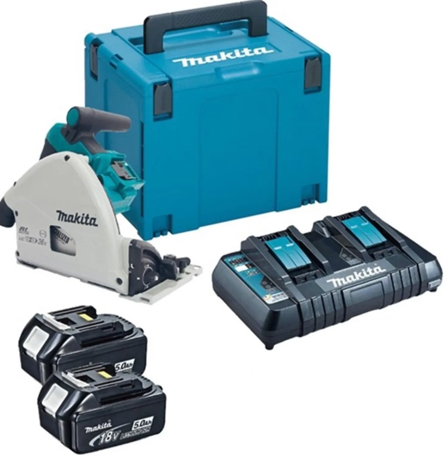 Makita DSP600PT2J 36V (2x 18V) Li-Ion accu Invalzaag set (2x 5,0Ah accu) in Mbox - 165 x 20mm - koolborstelloos