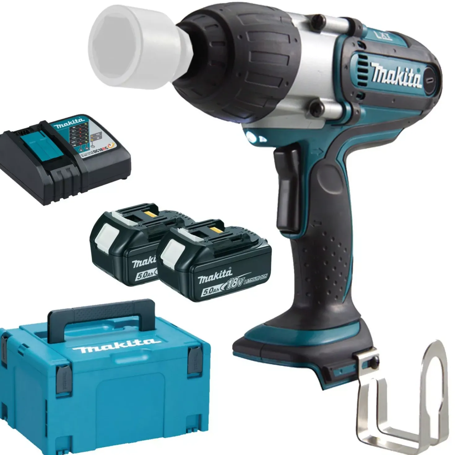 Makita DTW450RTJ 18V Li-Ion Accu slagmoersleutel set (2x 5.0Ah accu) in Mbox - 440Nm - 1/2"