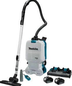 Makita DVC660PT2 2x18 V Rugstofzuiger voor schoonmaak Body (2x 5.0Ah accu en duolader) - 6L - Koolborstelloos