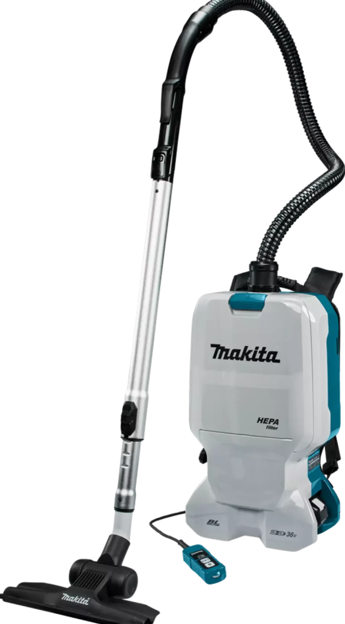 Makita DVC660PT2 2x18 V Rugstofzuiger voor schoonmaak Body (2x 5.0Ah accu en duolader) - 6L - Koolborstelloos