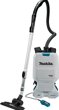 Makita DVC660PT2 2x18 V Rugstofzuiger voor schoonmaak Body (2x 5.0Ah accu en duolader) - 6L - Koolborstelloos