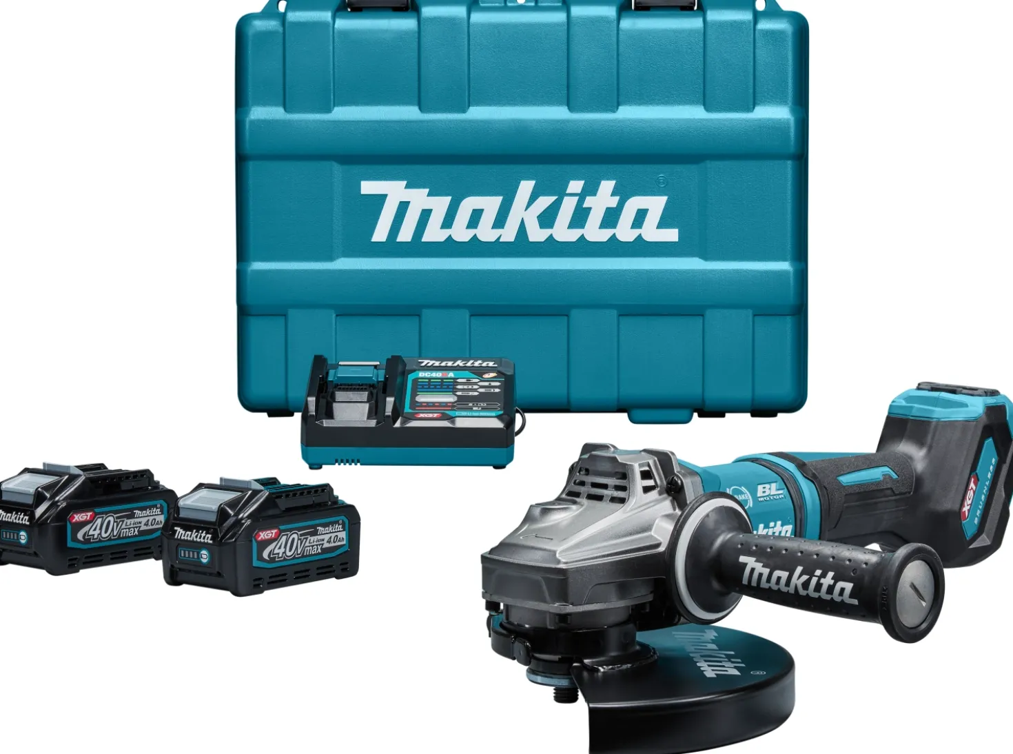 Makita GA038GM203 XGT 40V Max Li-Ion accu haakse slijper set (2x 4,0Ah) in koffer - 230mm - koolborstelloos