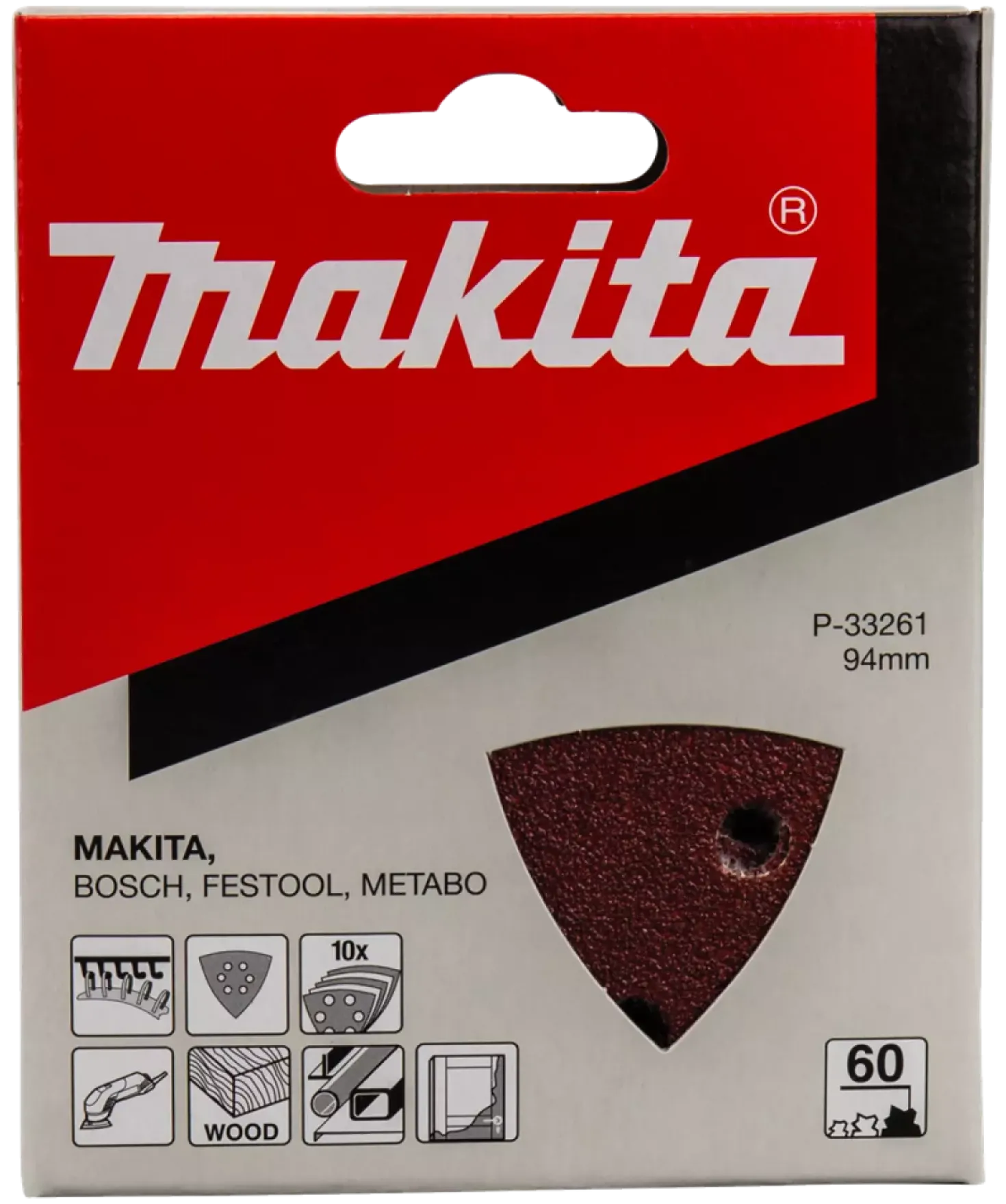 Makita Red Delta Schuurvel - 94 x 94 x 94mm - 10st