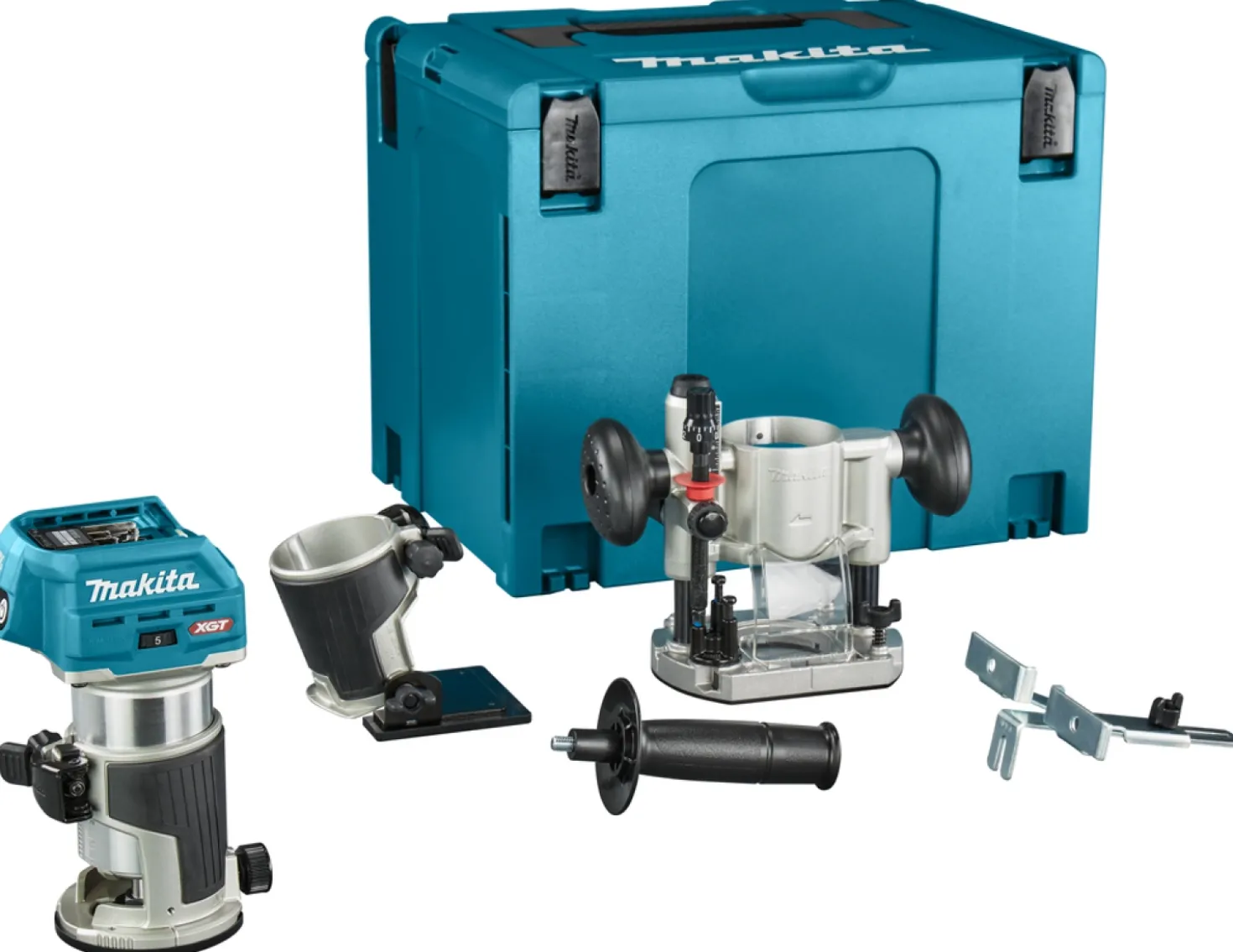 Makita RT001GZ10 XGT 40V Max Li-ion Accu Boven- en kantenfrees body met diverse voeten in Mbox