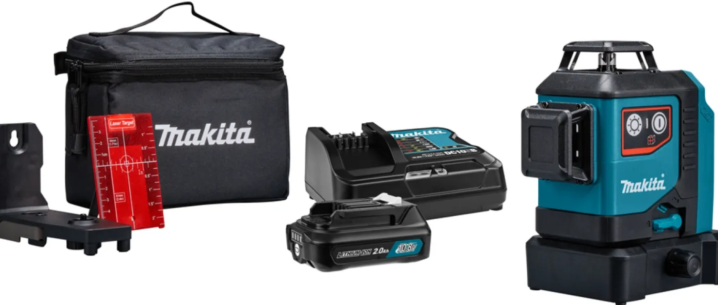 Makita SK700DX 12V Max Li-Ion accu kruislijnlaser set (1x2.0Ah) in tas - zelfnivellerend - rood 3x360°- 25m