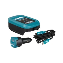 Makita 1915U4-1 DC18SJ Accu lader set incl. ADP14 auto adapter en USB-C kabel - 2,1 - 3,5A
