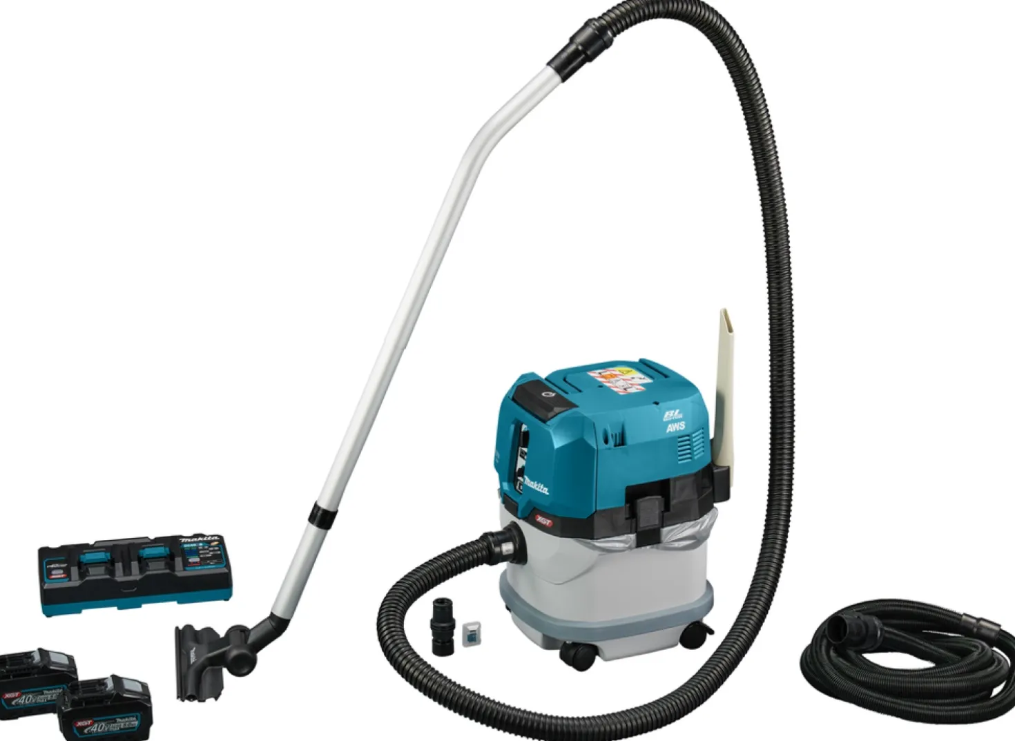 Makita VC004GLT21 XGT 40V Max Li-Ion accu stofzuiger set (2x 5.0Ah accu) - AWS - L-klasse - 15L