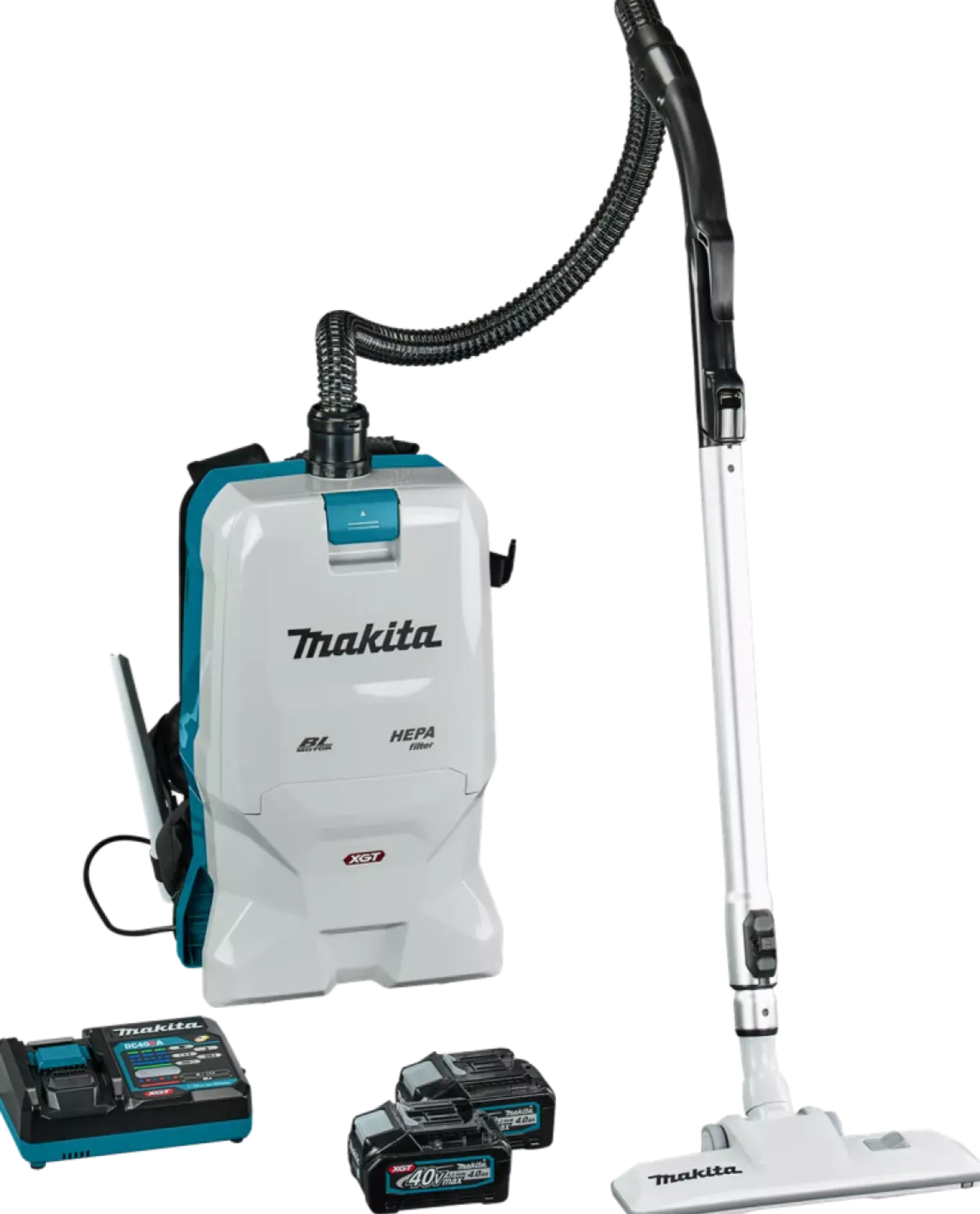 Makita VC011GM2NL1 XGT 40V Max Li-Ion Accu Rugstofzuiger Set (2x 4.0Ah) - 6L