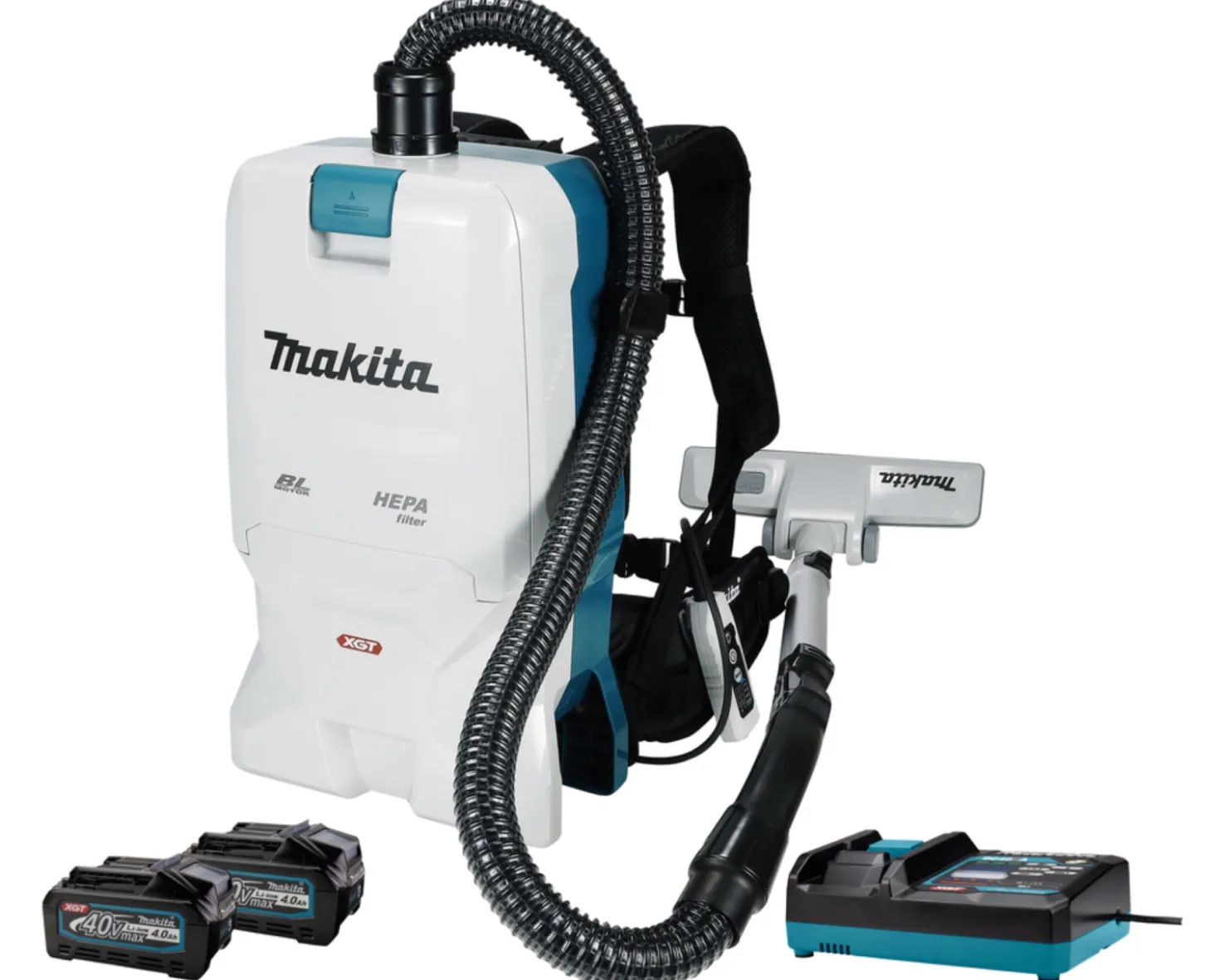 Makita VC011GM2NL1 XGT 40V Max Li-Ion Accu Rugstofzuiger Set (2x 4.0Ah) - 6L