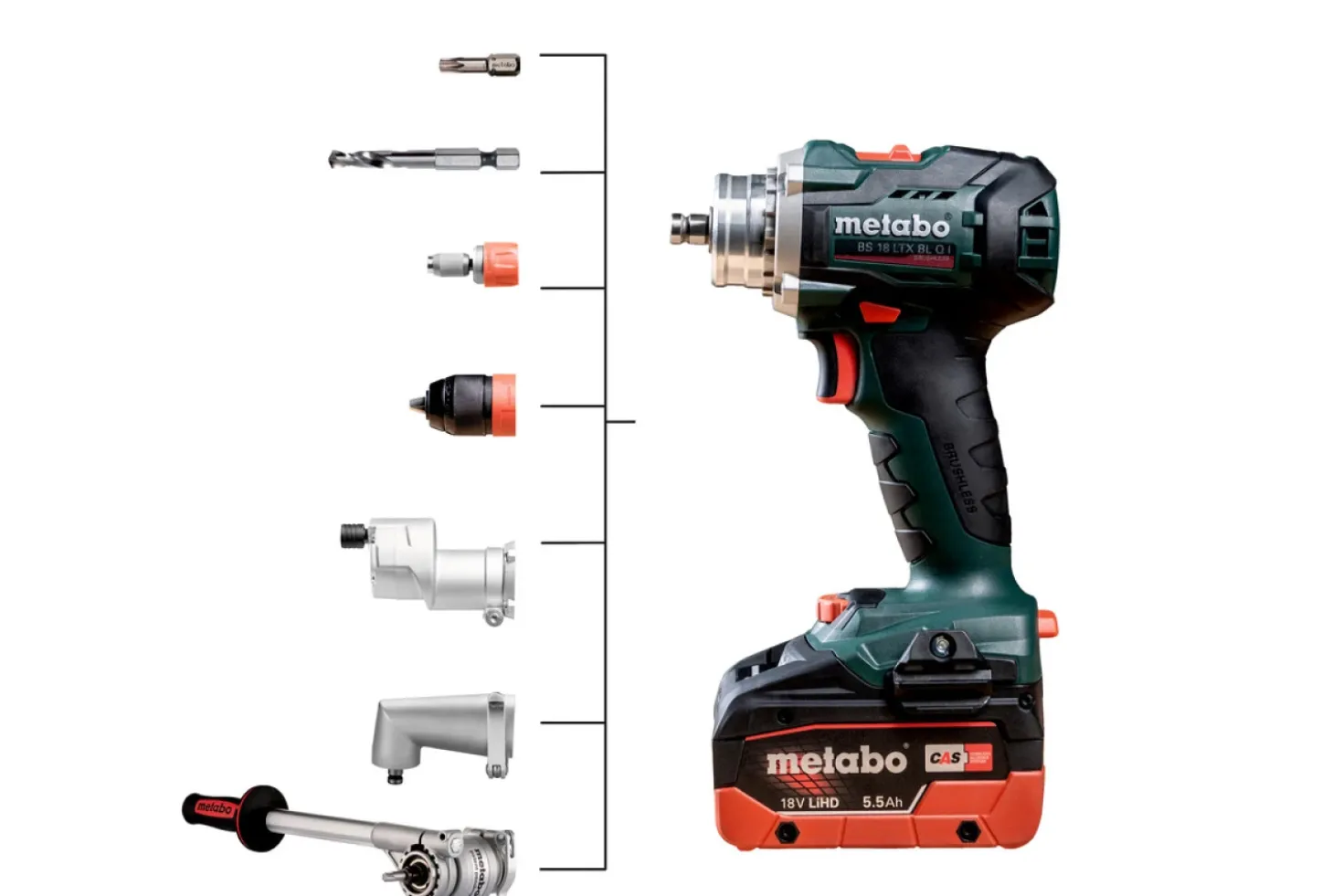 Metabo BS 18 LTX BL Q I 18V Li-ion accu boor-/schroefmachine set (2 x 5.5Ah LiHD accu) in metaBOX- koolborstelloos