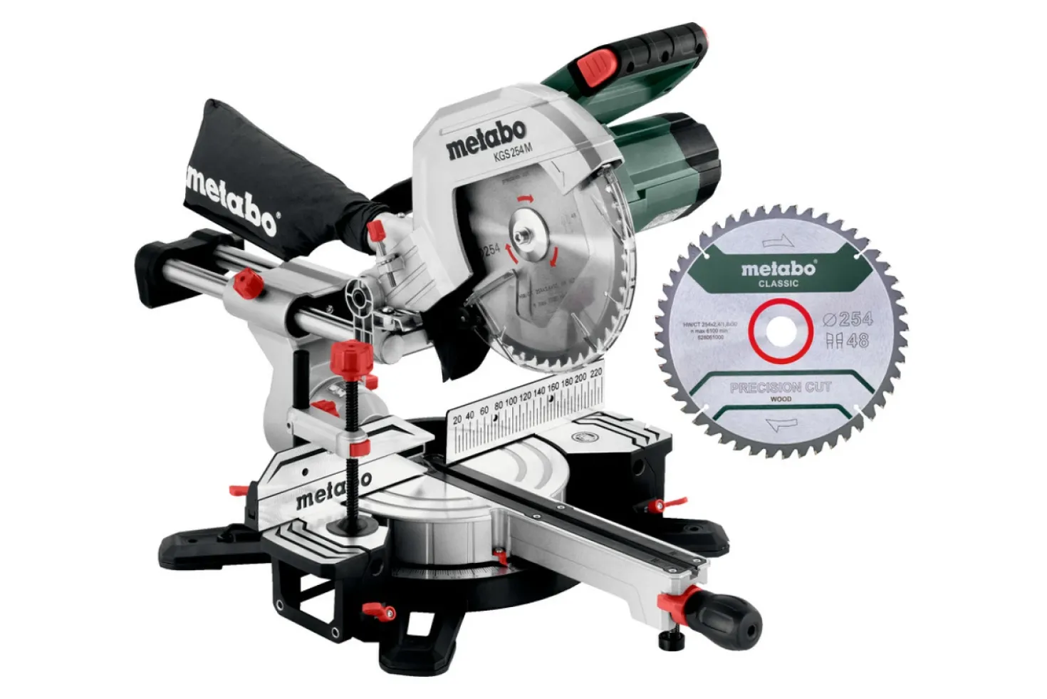Metabo KGS 254 M Afkortzaag - 1800W - 254 x 30mm - Quick hendel - met extra zaagblad