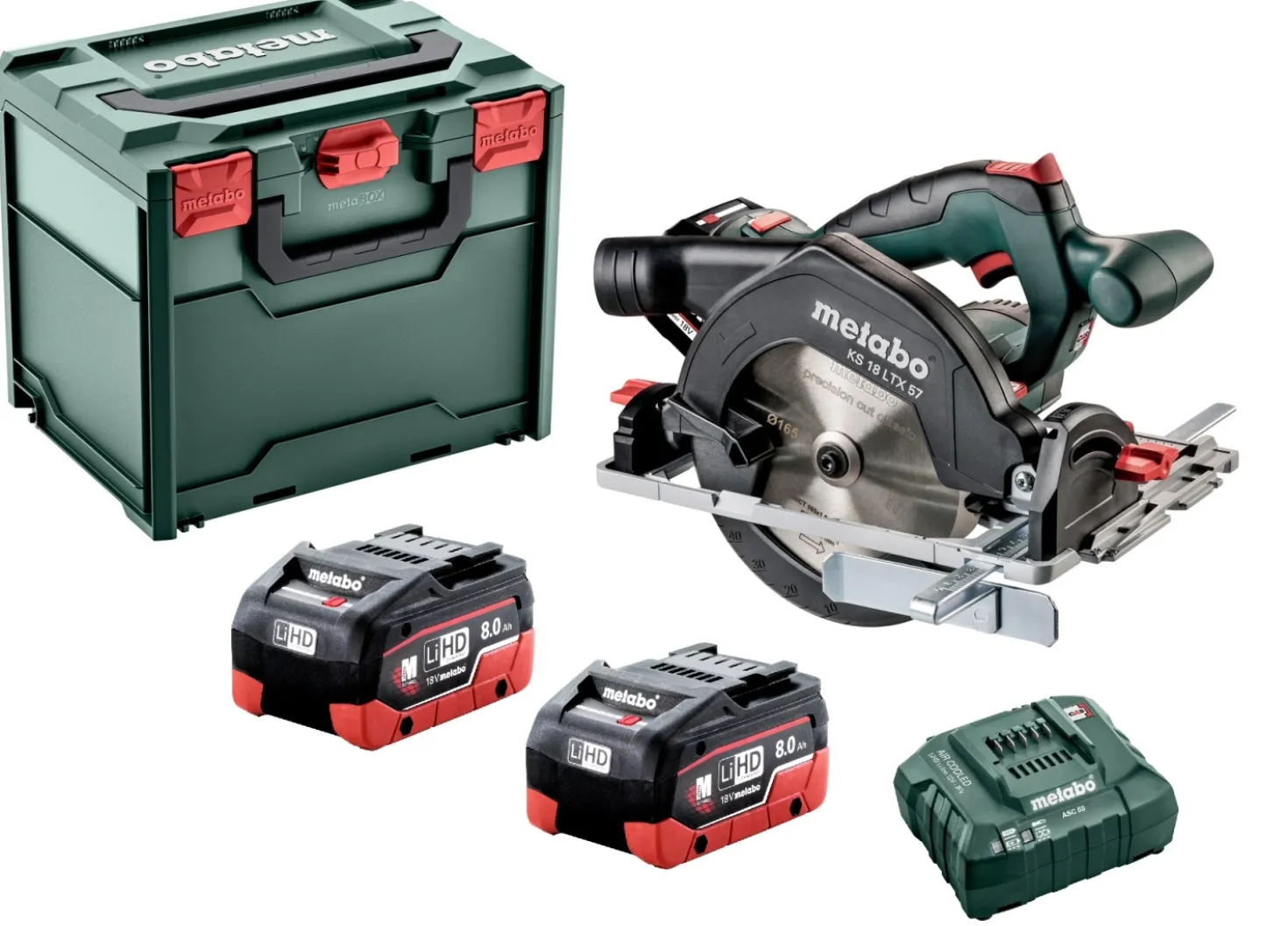 Metabo KS 18 LTX 57 18V LiHD accu cirkelzaag set (2x 8.0Ah accu) in metaBOX - 165mm