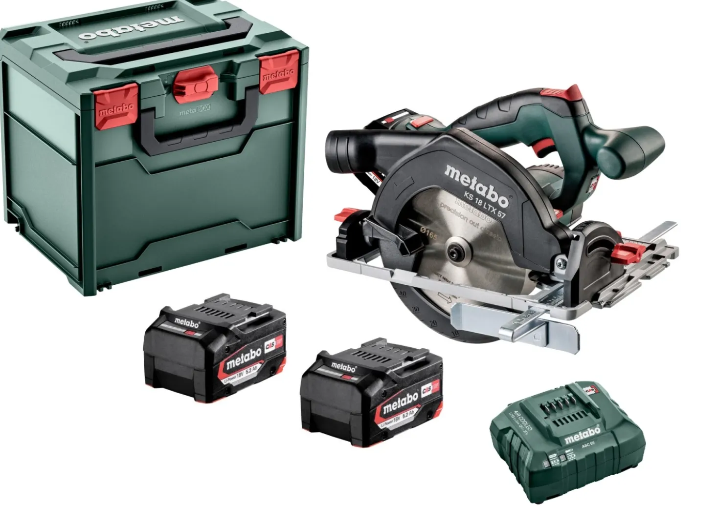 Metabo KS 18 LTX 57 18V Li-Ion accu cirkelzaag set (2x 5.2Ah accu) in metaBOX - 165mm