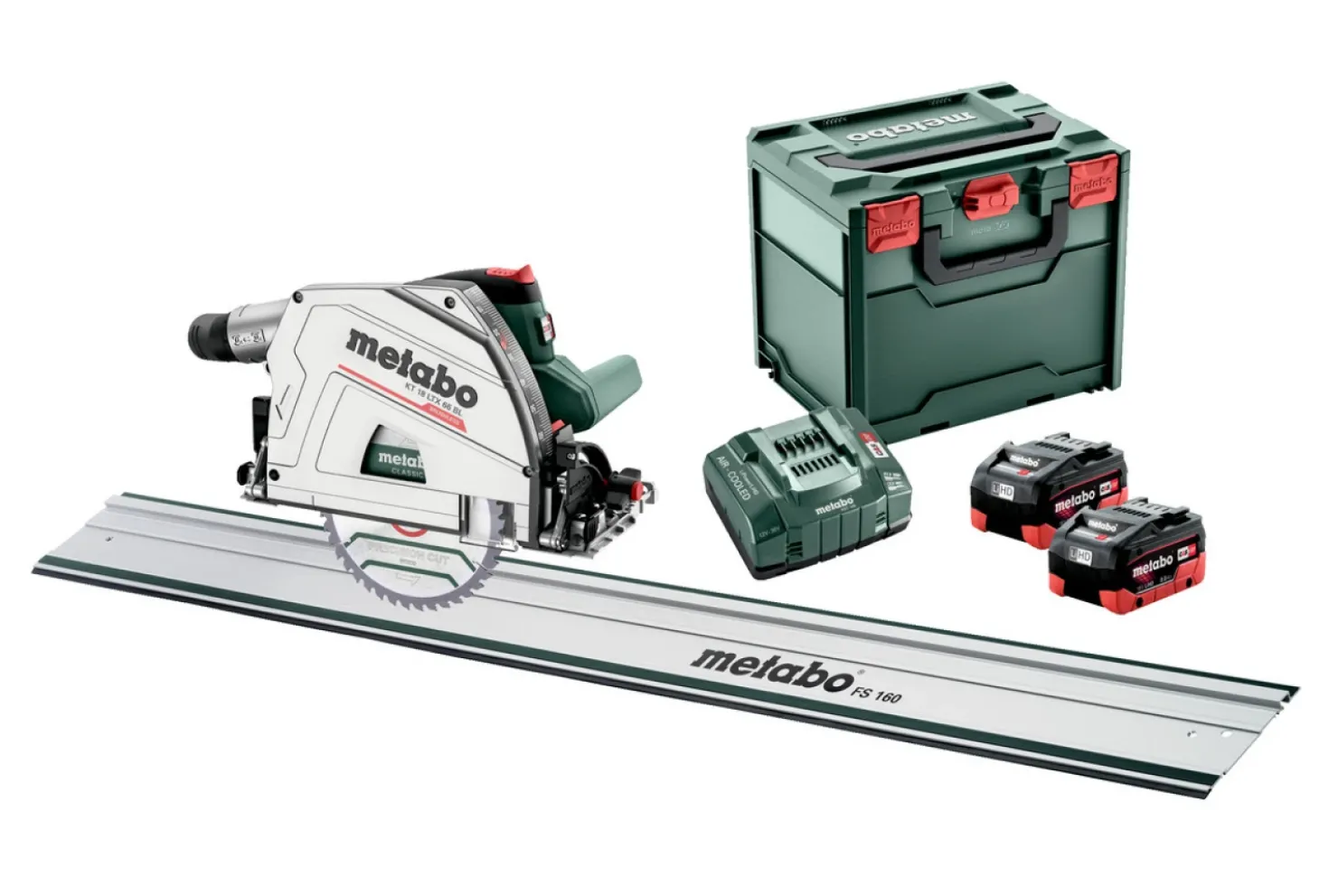 Metabo KT 18 LTX 66 BL 18V Li-ion accu invalcirkelzaag set (2x 8.0Ah accu) incl. geleiderail in metaBOX - 165 x 20mm - koolborstelloos