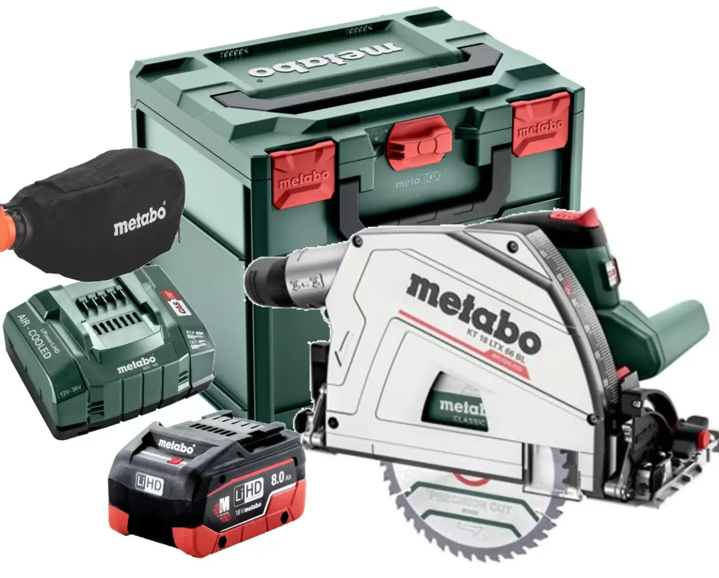 Metabo KT 18 LTX 66 BL 18V Li-ion accu invalcirkelzaag set (2x 8.0Ah accu) in metaBOX - 165 x 20mm - koolborstelloos