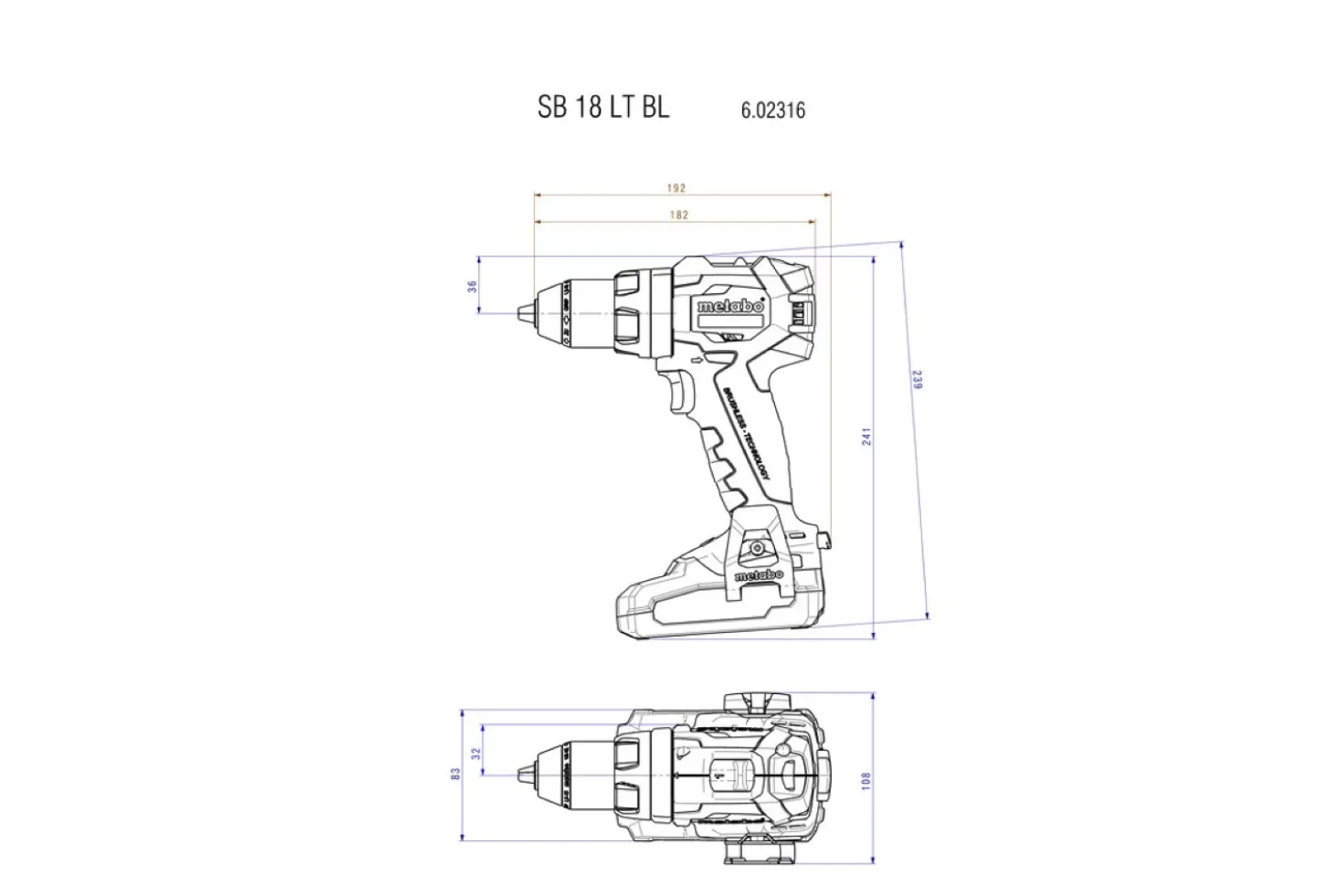 Metabo SB 18 LT BL 18V LiHD accu klopboor- /schroefmachine set (2x 4.0Ah accu) in metaBOX - koolborstelloos