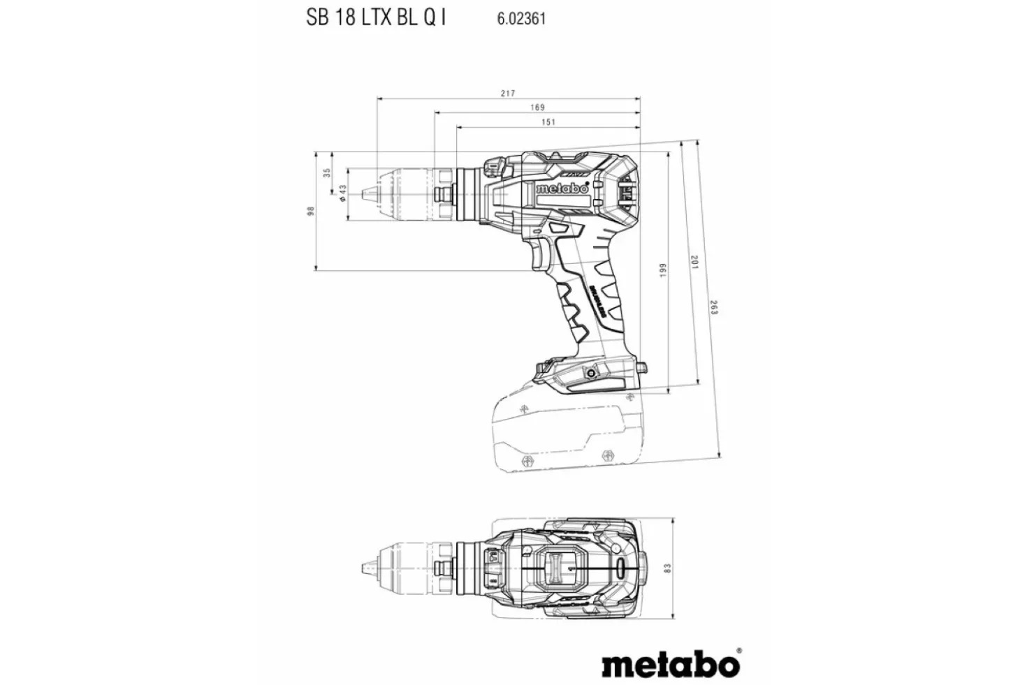 Metabo SB 18 LTX BL Q I 18V Li-ion accu klopboormachine body in metaBOX - koolborstelloos