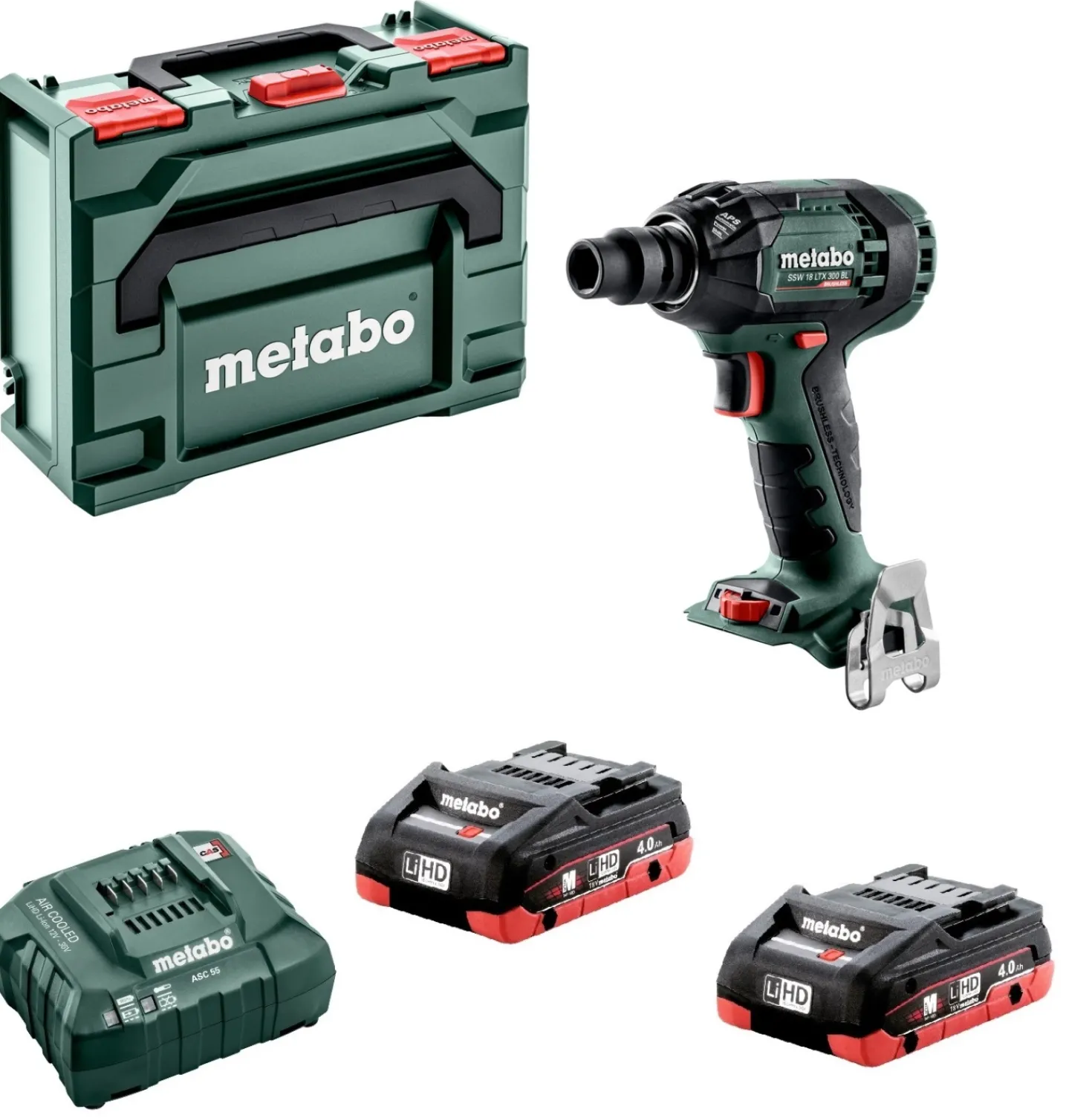 Metabo SSW 18 LTX 300 BL 18V LiHD Accu slagmoersleutel set (2x 4.0Ah LiHD accu) in metaBOX - 300Nm - 1/2" - koolborstelloos