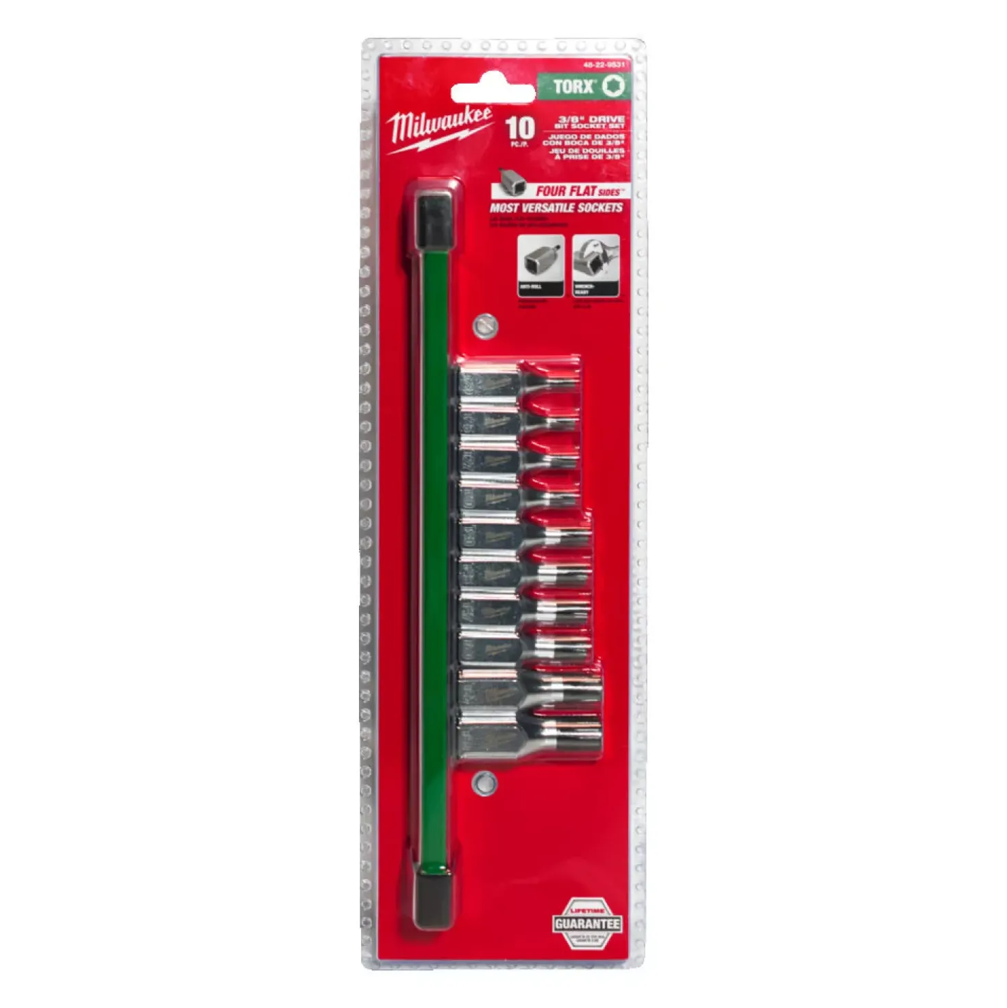 Milwaukee 4932480564 10-delige Bitset 3/8" FOUR FLAT TX