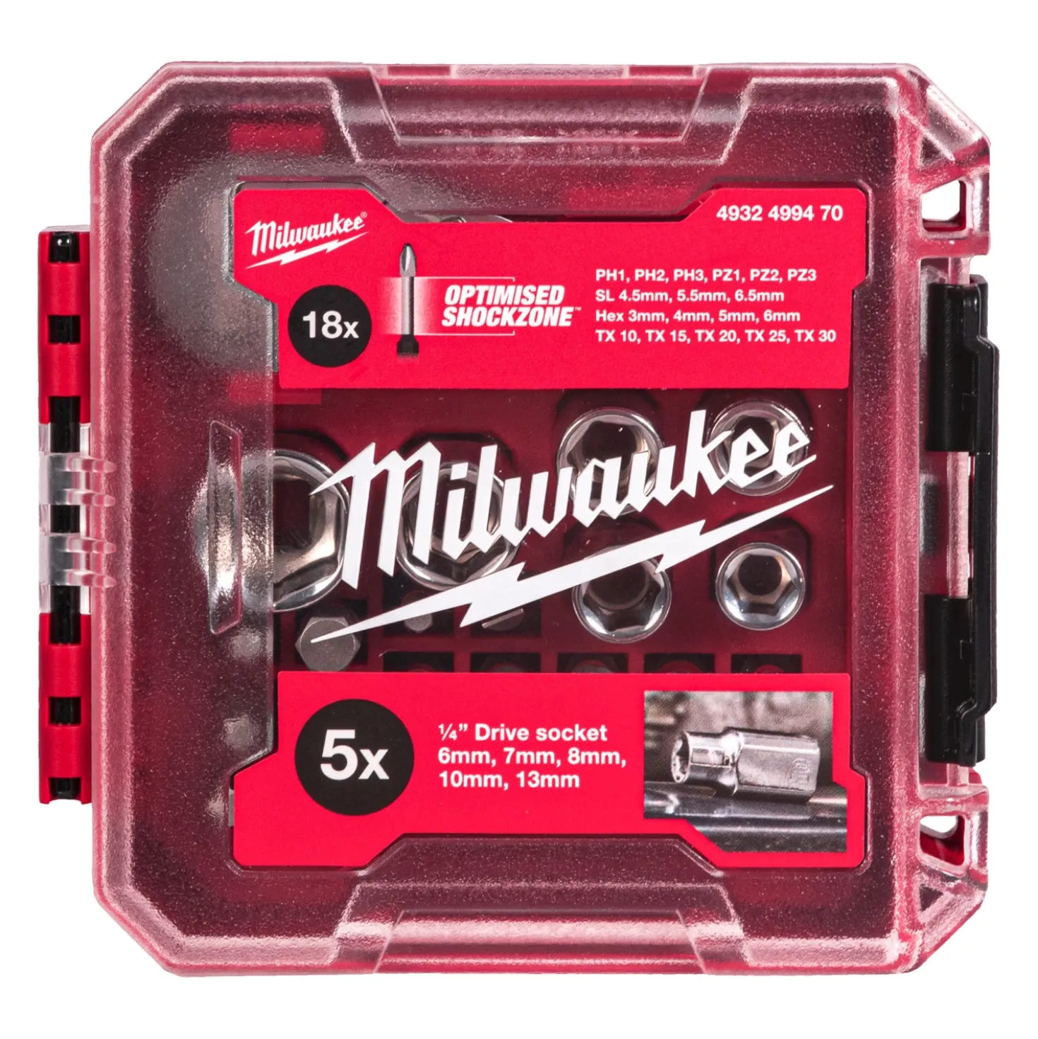 Milwaukee 4932499470 25-delige Ratel- en doppenset - in PACKOUT Ready Box - 1/4"