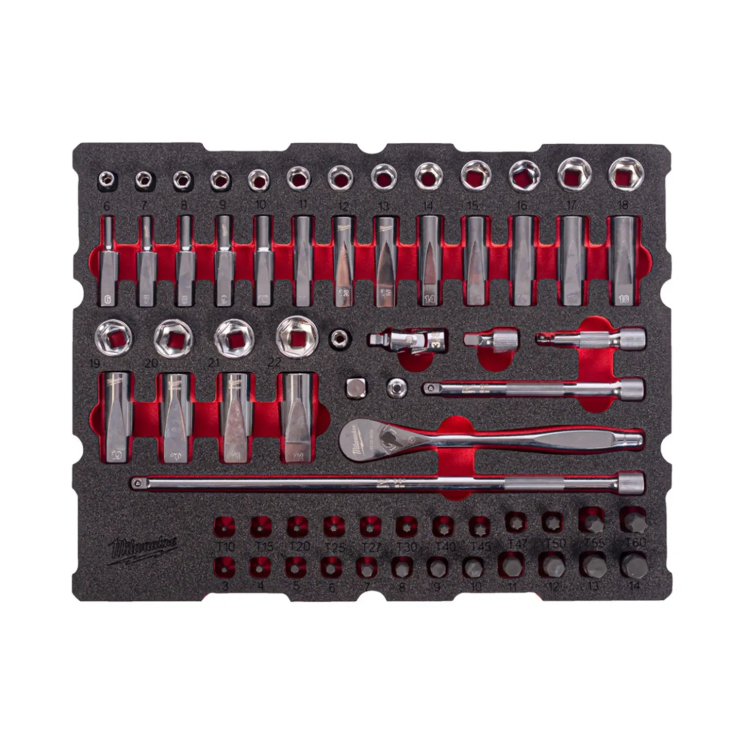 Milwaukee 4932501867 68-delige Ratel- en doppenset - in PACKOUT foam inlay - 1/4”